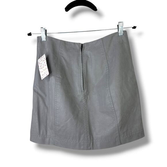 Free People NWT Modern Femme Hemp Gray Vegan Suede Mini Skirt Size 2 - Picture 8 of 9